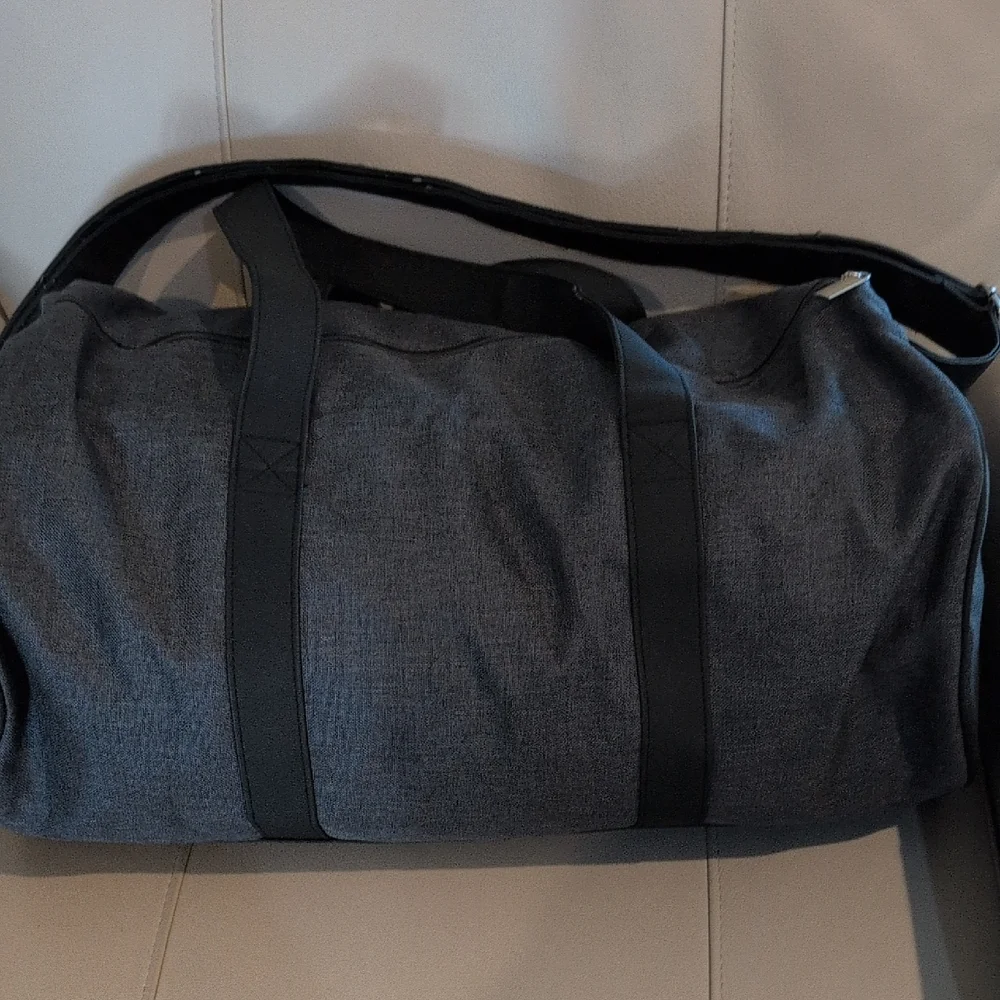 Bulgari Charcoal Gray Duffel Bag With Silver Hardware